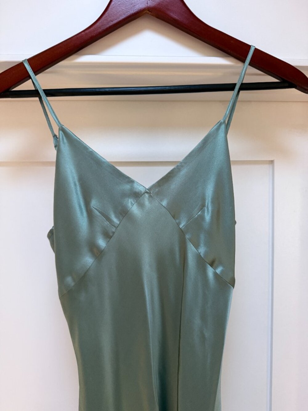 SILK MAISON Satin Silk Maxi Slip Dress - Lake Blue, S